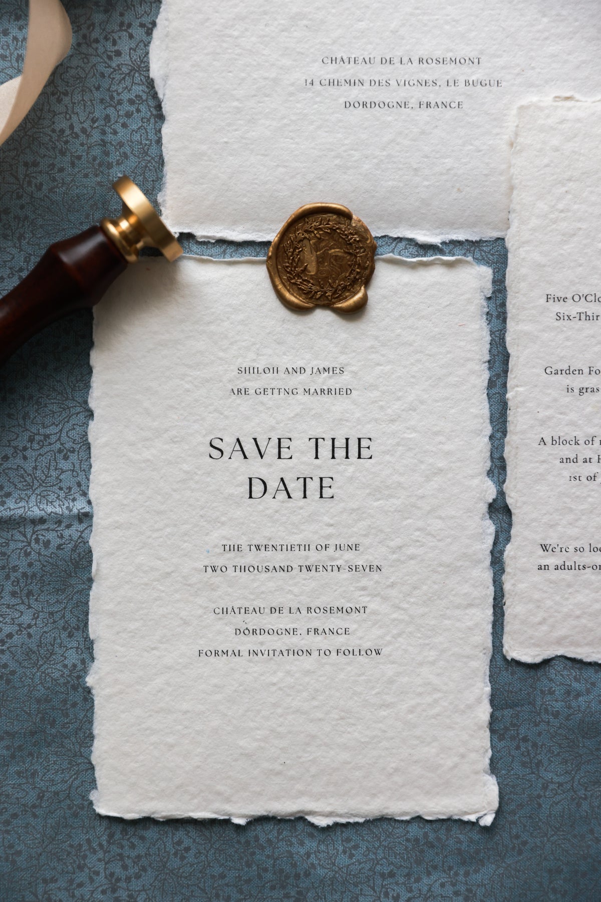 'Shiloh' Handmade Paper Wedding Stationery Invitation