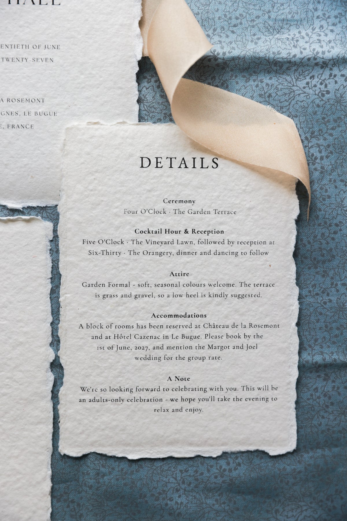 'Shiloh' Handmade Paper Wedding Stationery Invitation