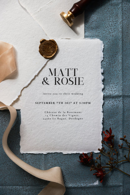 'Rosie' Handmade Paper Wedding Stationery Invitation