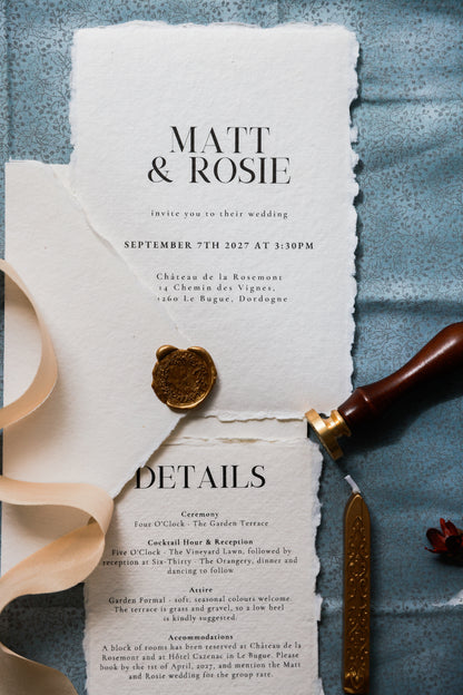 'Rosie' Handmade Paper Wedding Stationery Invitation