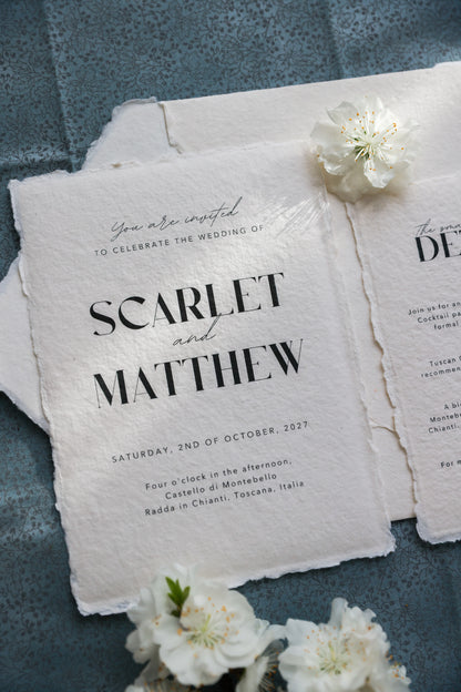 'Scarlet' Handmade Paper Wedding Stationery Invitation Suite