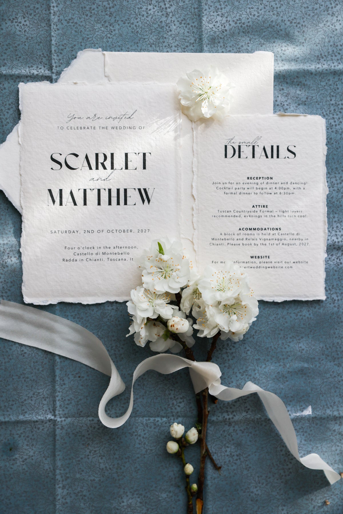 'Scarlet' Handmade Paper Wedding Stationery Invitation Suite