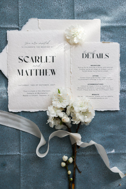 'Scarlet' Handmade Paper Wedding Stationery Invitation Suite