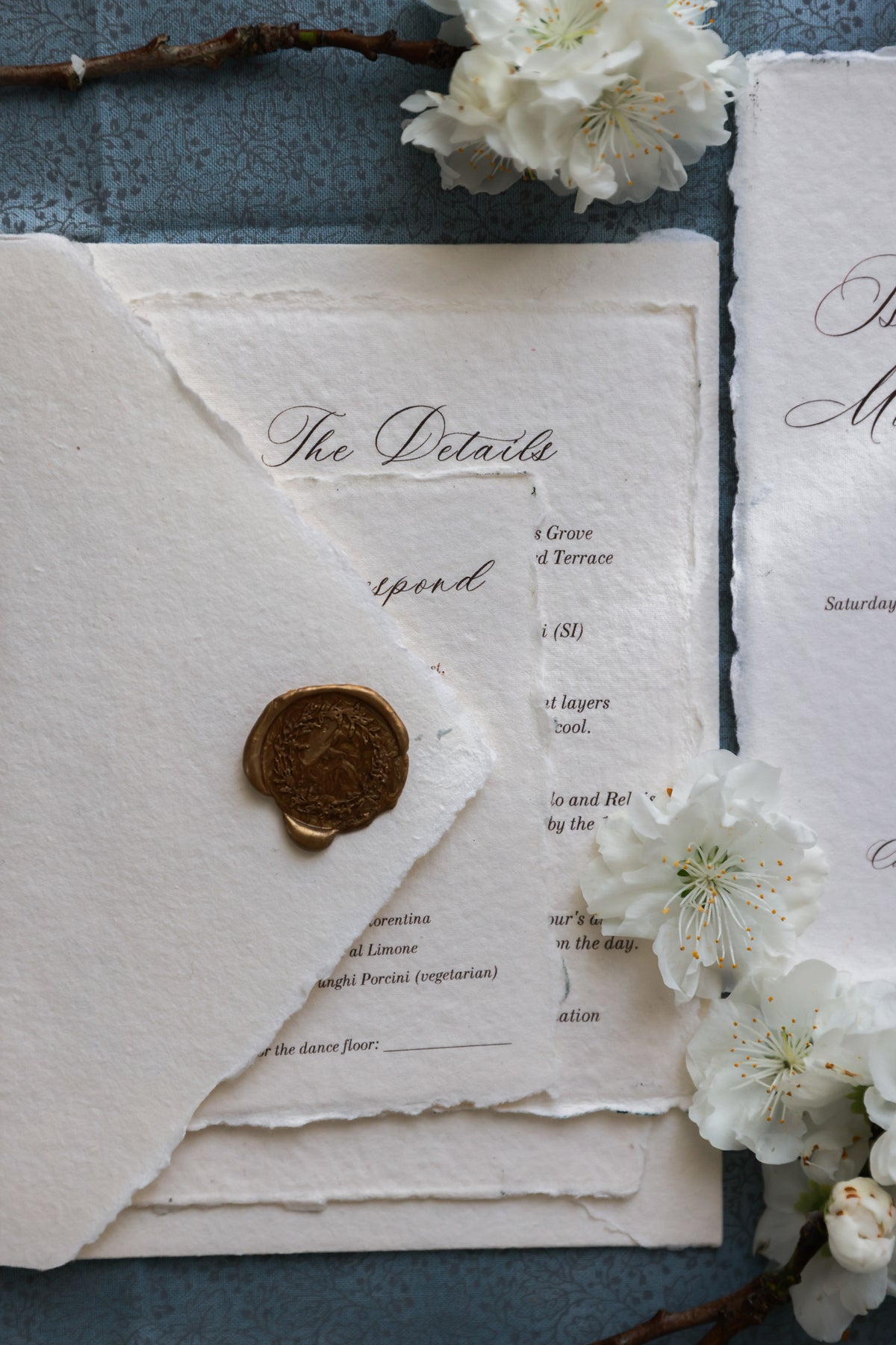 'Isabella' Romantic Calligraphy Handmade Paper Wedding Invitation
