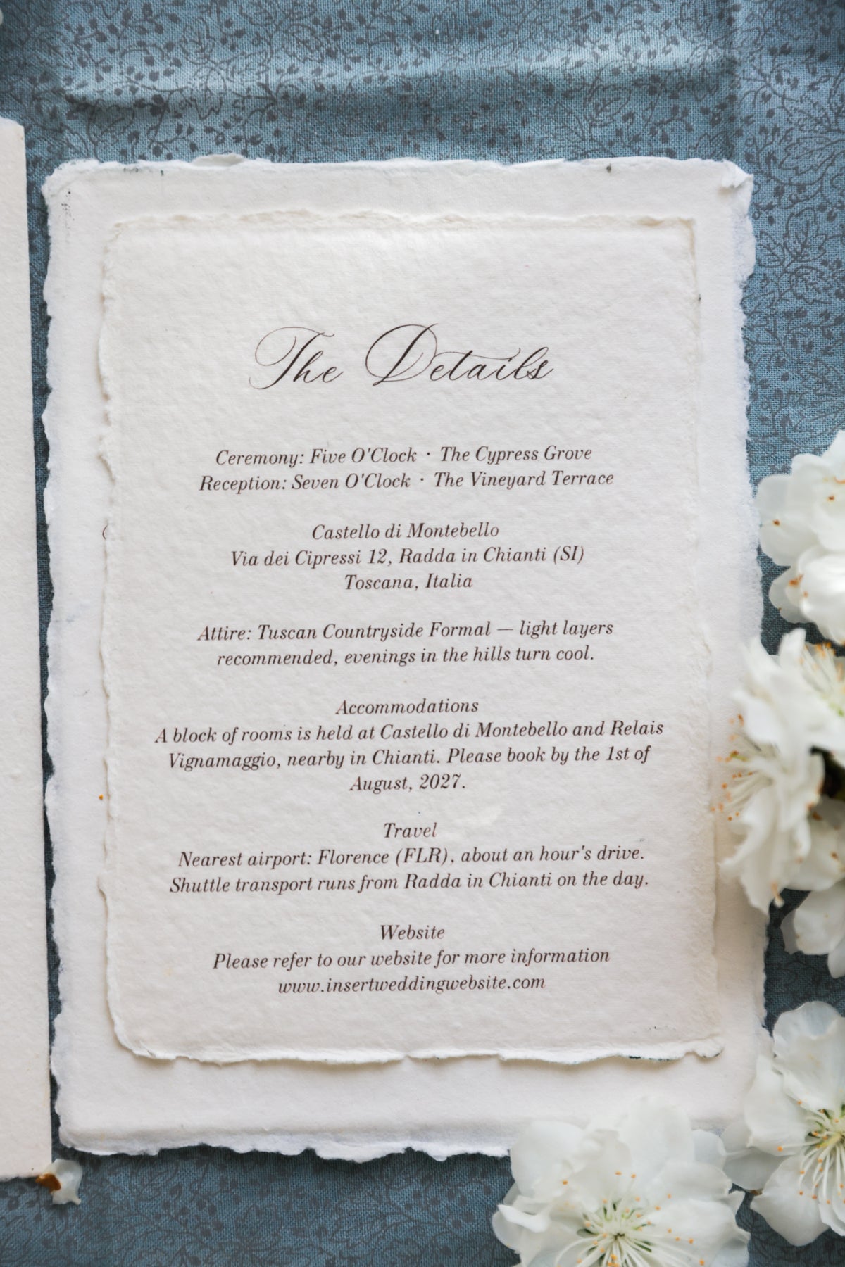 'Isabella' Romantic Calligraphy Handmade Paper Wedding Invitation