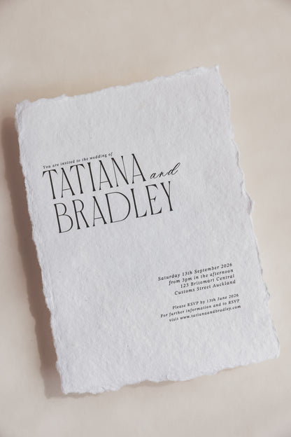 'Tatiana' Handmade Paper Wedding Stationery Invitation