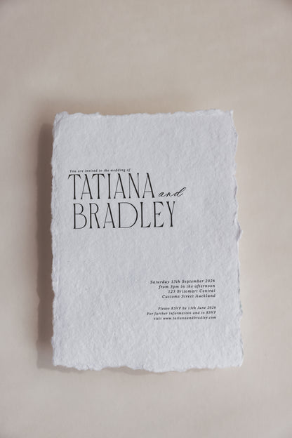 'Tatiana' Handmade Paper Wedding Stationery Invitation