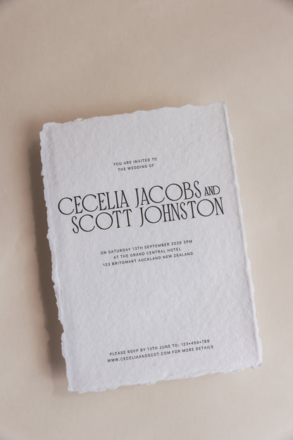 'Cecelia' Handmade Paper Wedding Stationery Invitation