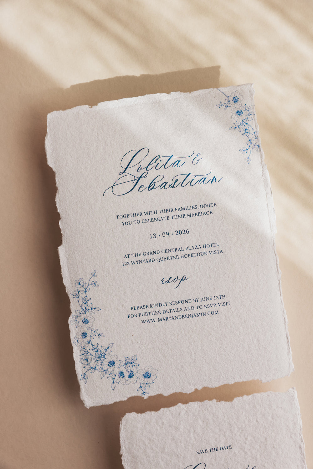 Calligraphy Style Wedding Invitation on Handmade Cotton Rag Paper ...