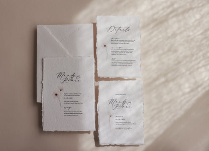 'Mandy' Wedding Invitation Suite on Handmade Cotton Rag Paper