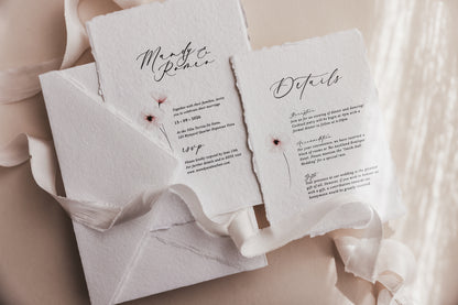 'Mandy' Wedding Invitation Suite on Handmade Cotton Rag Paper