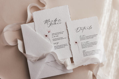 'Mandy' Wedding Invitation Suite on Handmade Cotton Rag Paper