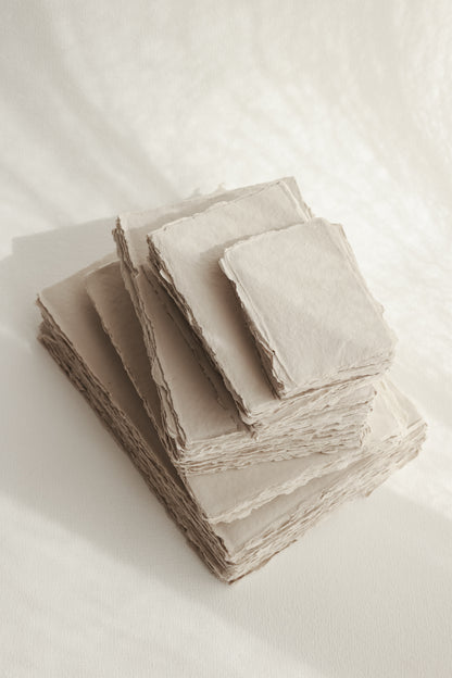 Beige Deckle Edge Handmade Cotton Rag Paper