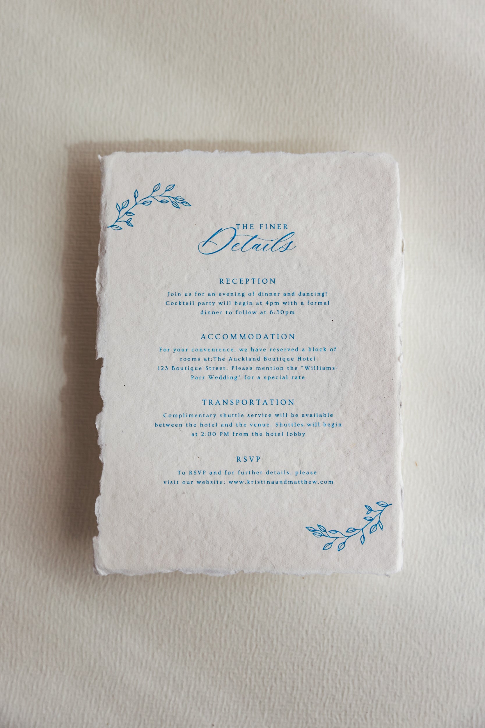 'Kristina' Blue Calligraphy Style Wedding Invitation