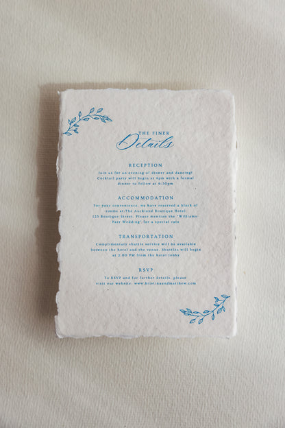 'Kristina' Blue Calligraphy Style Wedding Invitation