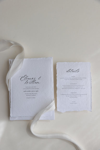 'Eleanor' Handmade Paper Wedding Stationery Invitation