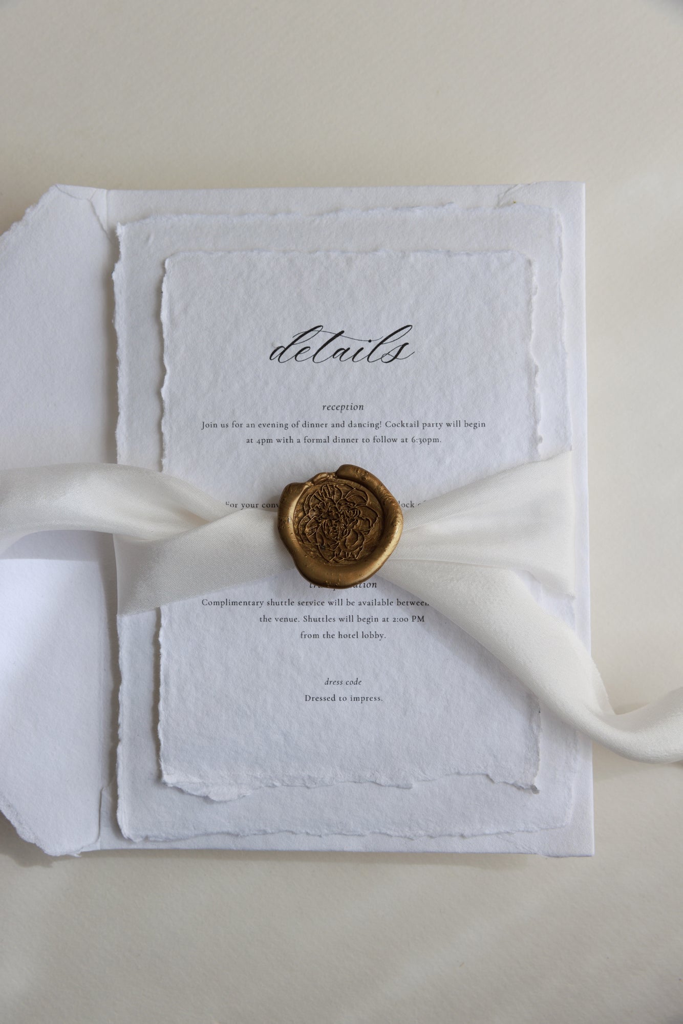 'Eleanor' Handmade Paper Wedding Stationery Invitation