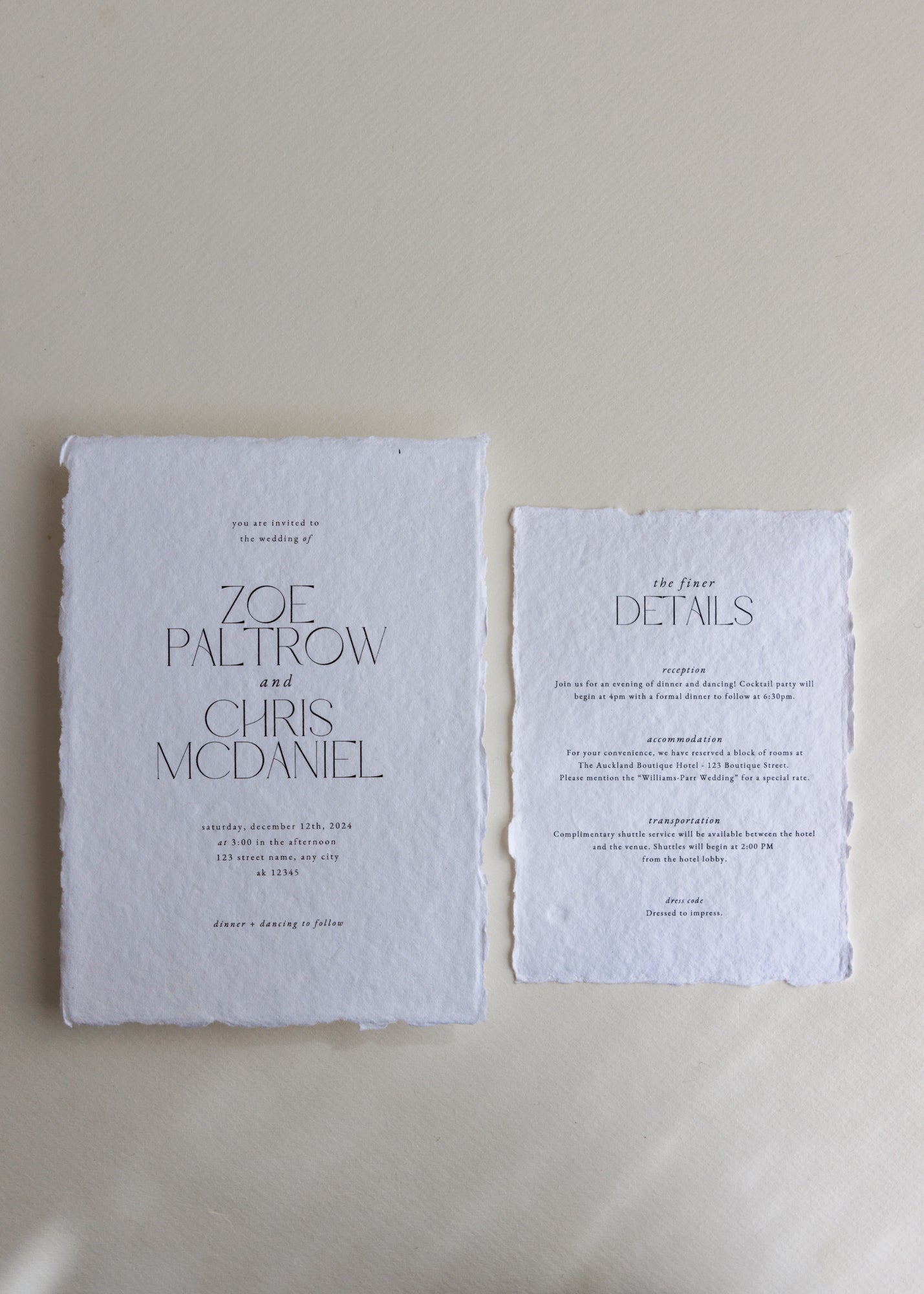 'Zoe' Handmade Paper Wedding Stationery Invitation (Copy)