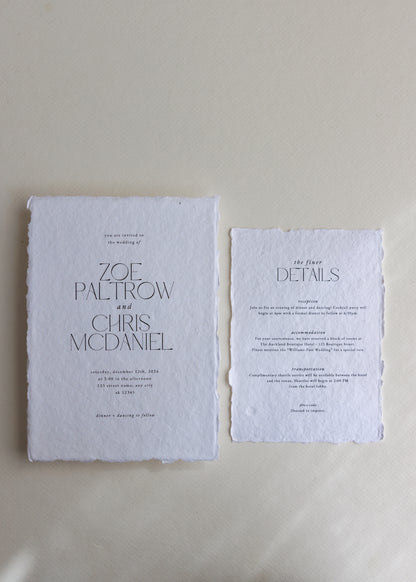 'Zoe' Handmade Paper Wedding Stationery Invitation (Copy)