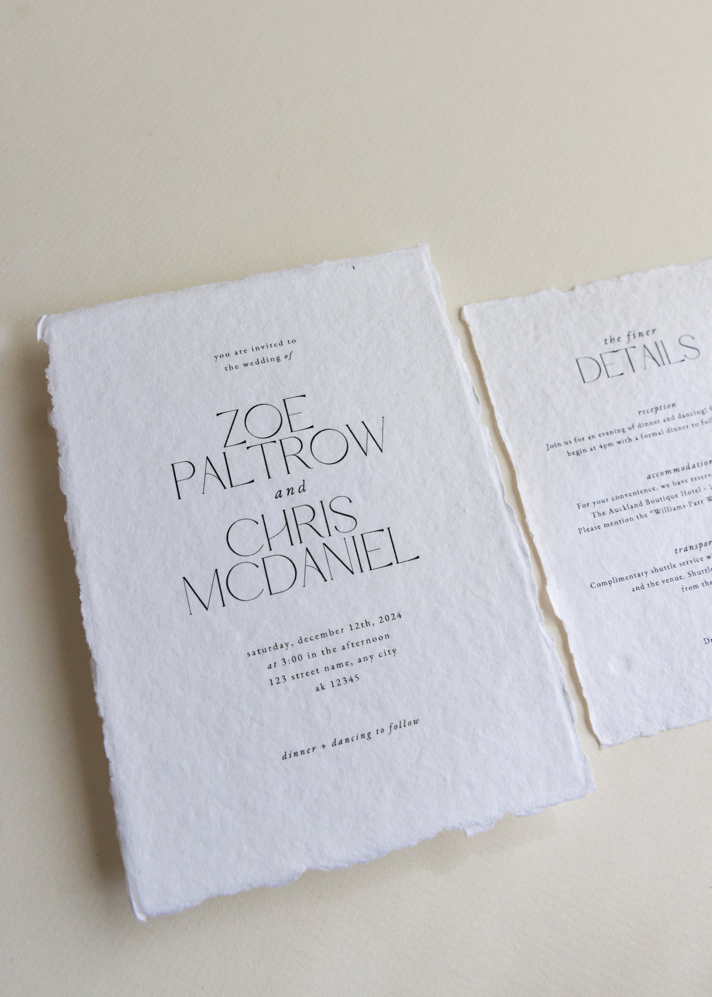 'Zoe' Handmade Paper Wedding Stationery Invitation (Copy)