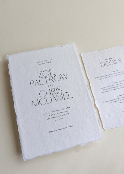 'Zoe' Handmade Paper Wedding Stationery Invitation (Copy)