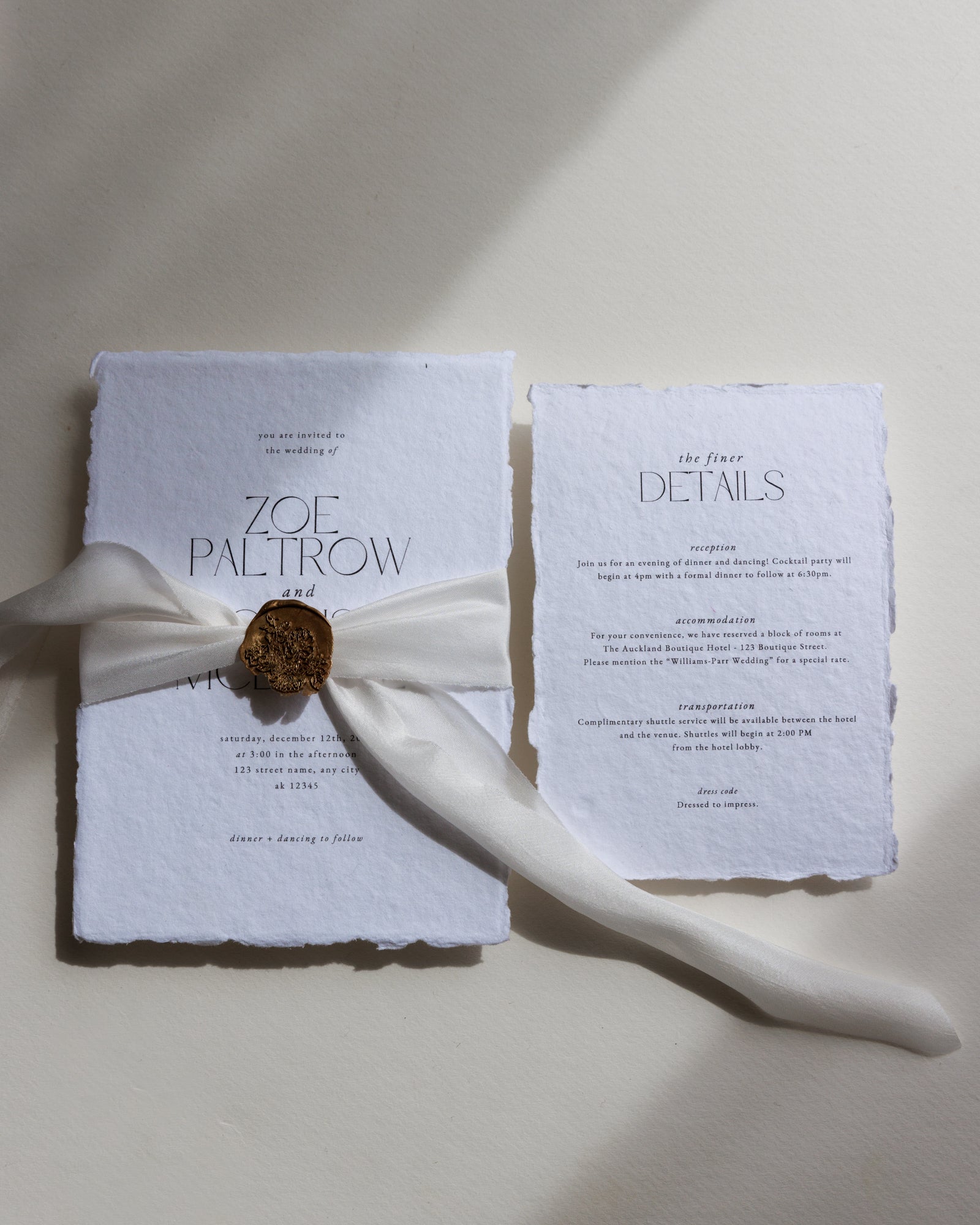 'Zoe' Handmade Paper Wedding Stationery Invitation (Copy)