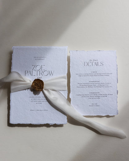 'Zoe' Handmade Paper Wedding Stationery Invitation (Copy)