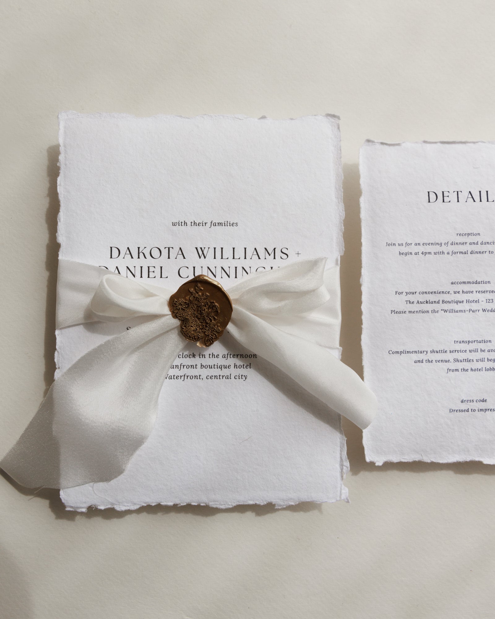 'Dakota' Handmade Paper Wedding Stationery Invitation