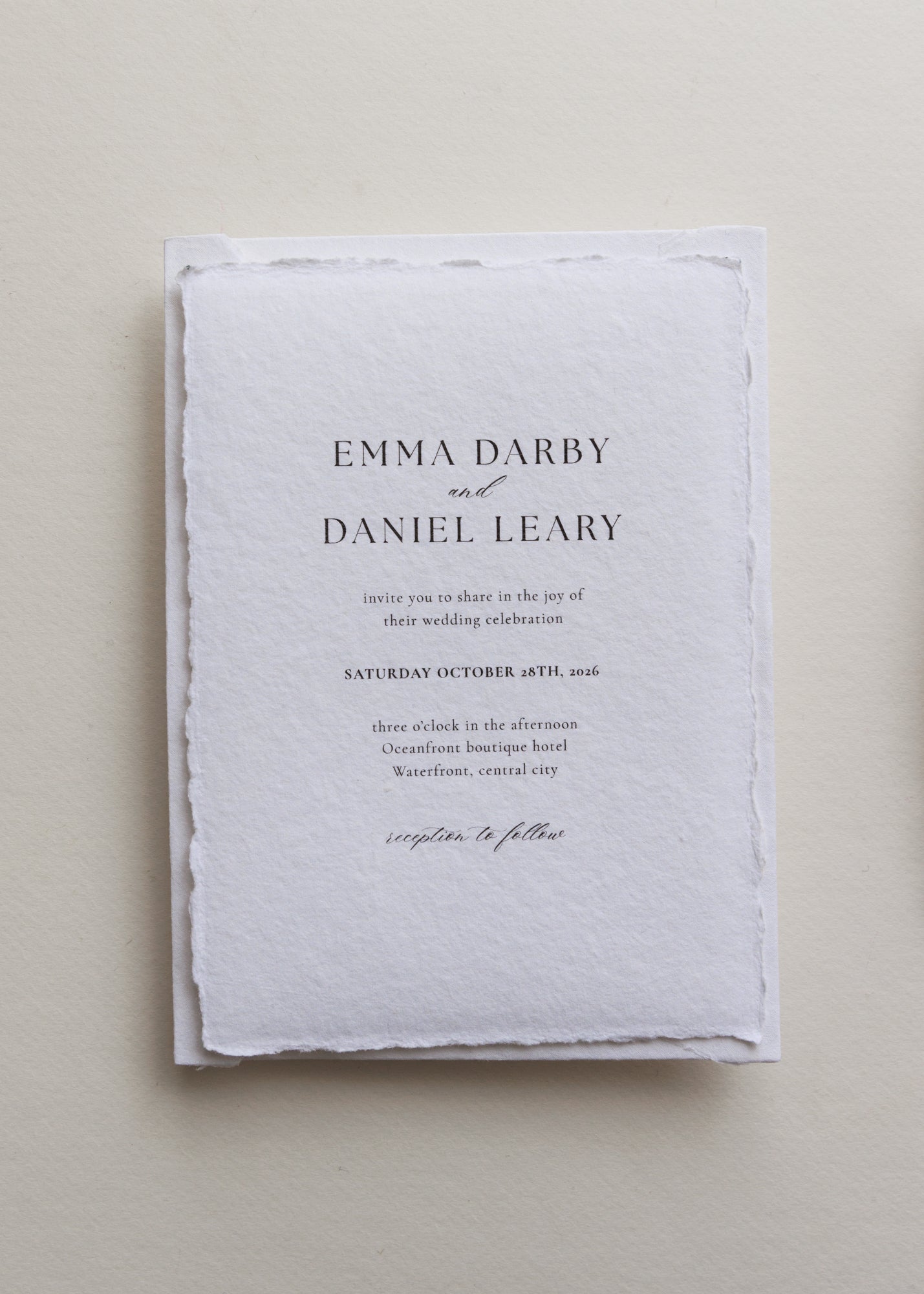 'Emma' Handmade Paper Wedding Stationery Invitation