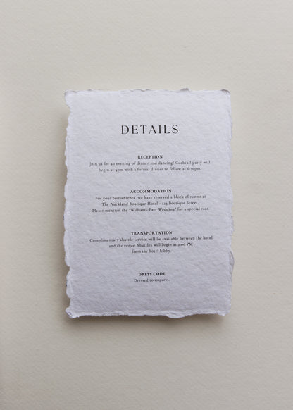 'Emma' Handmade Paper Wedding Stationery Invitation