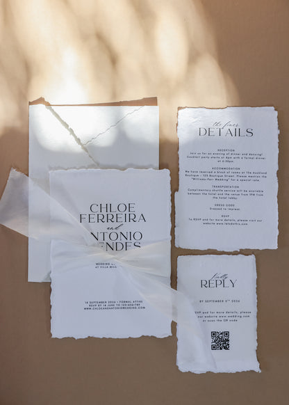 'Chloe' Handmade Paper Wedding Stationery Invitation