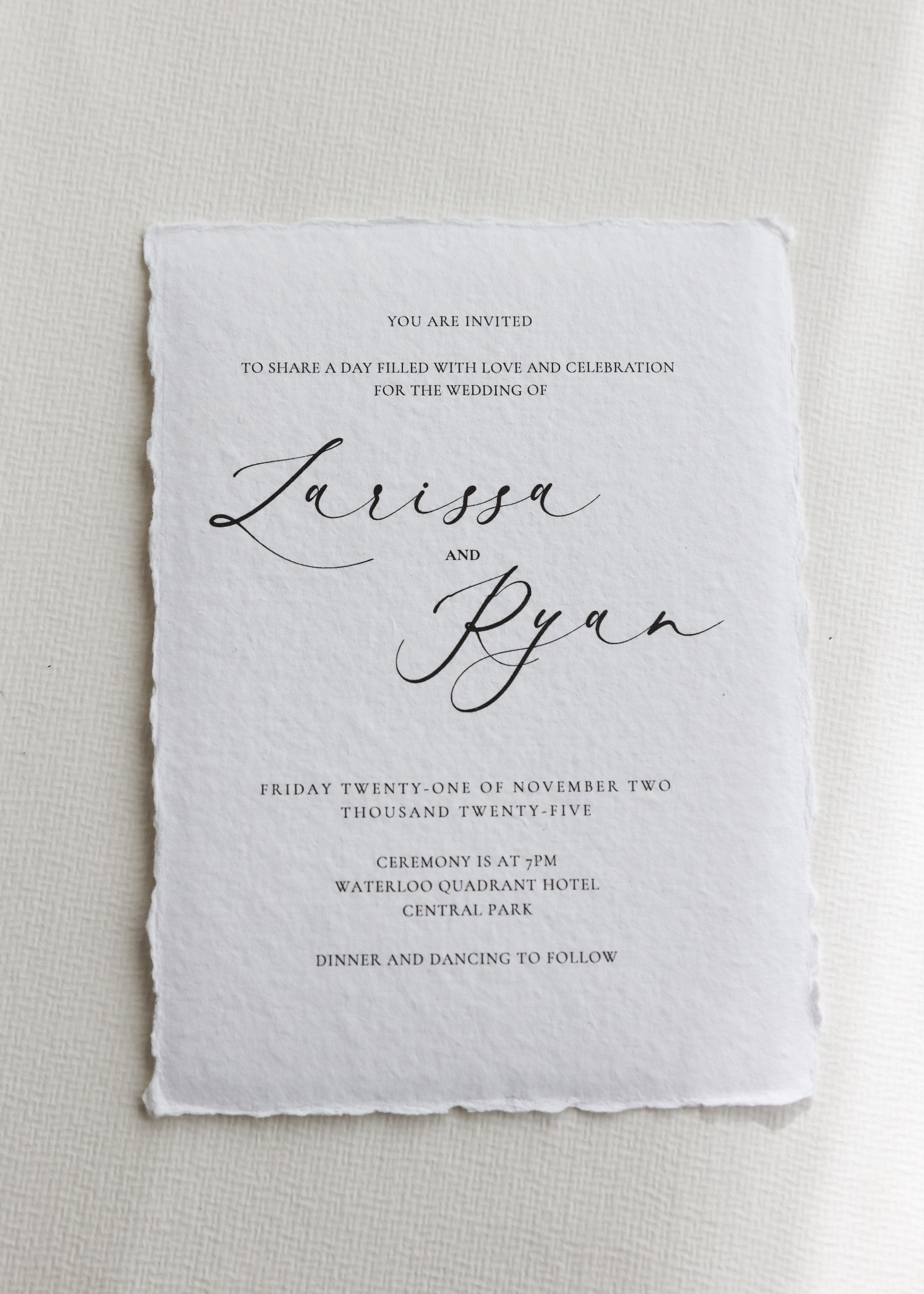 'Larissa' Calligraphy Style Wedding Invitation