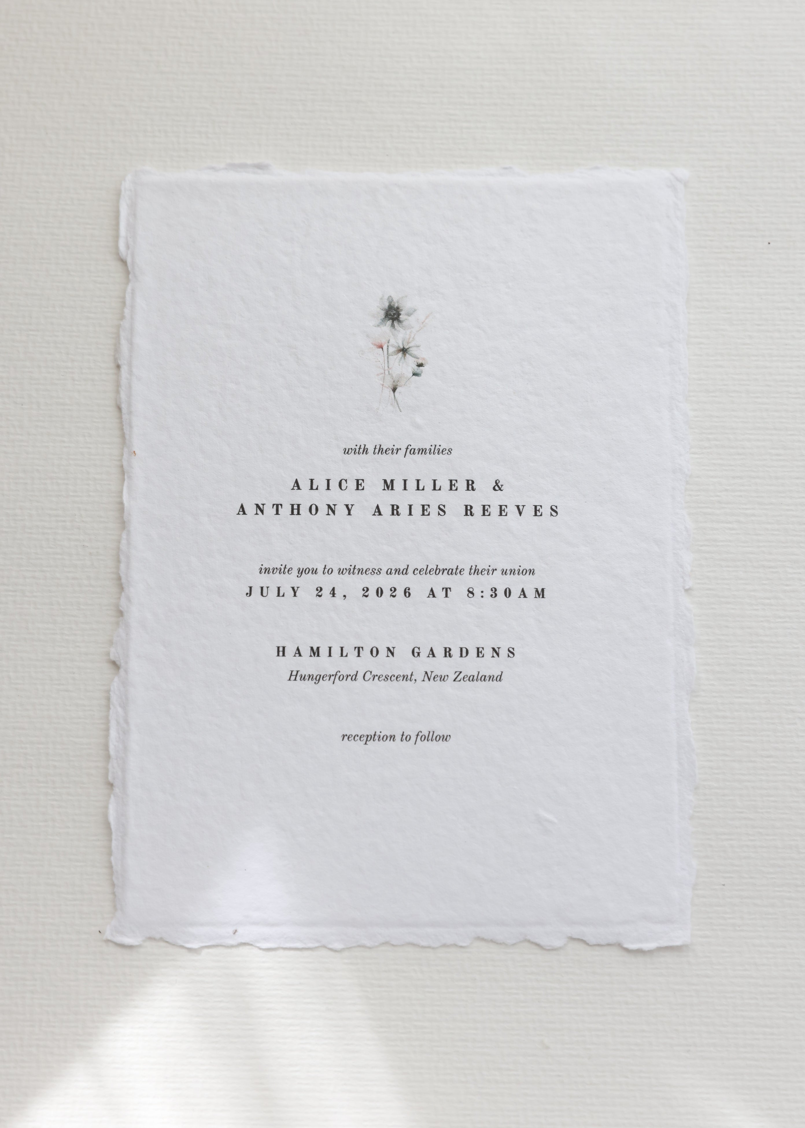 'Alice' Handmade Paper Wedding Stationery Invitation