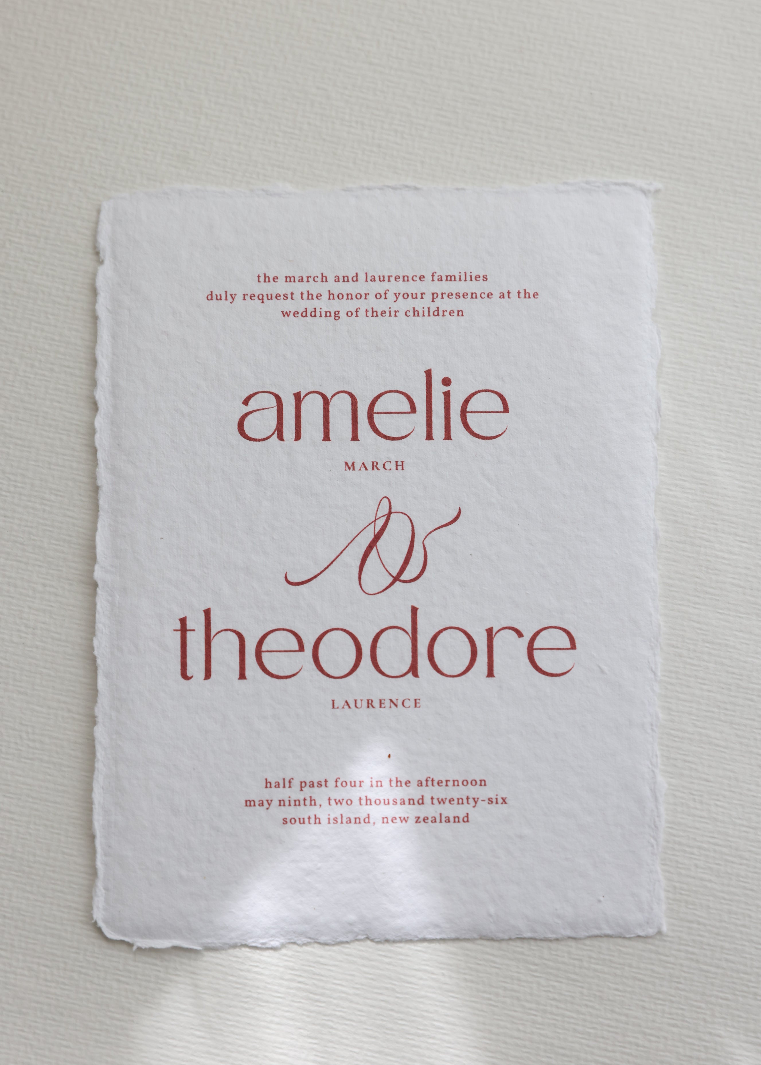 'Amelie' Handmade Paper Wedding Stationery Invitation
