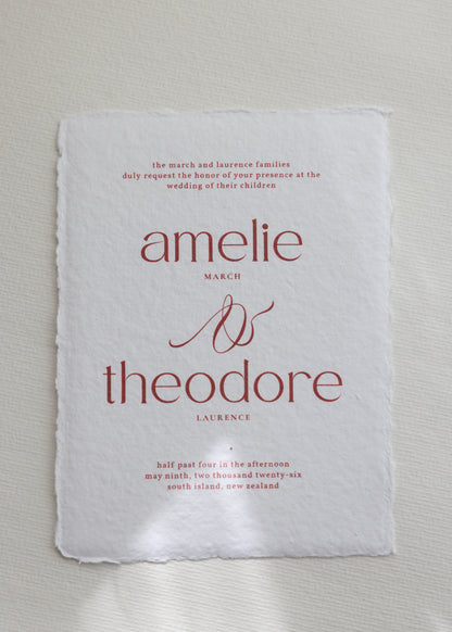 'Amelie' Handmade Paper Wedding Stationery Invitation