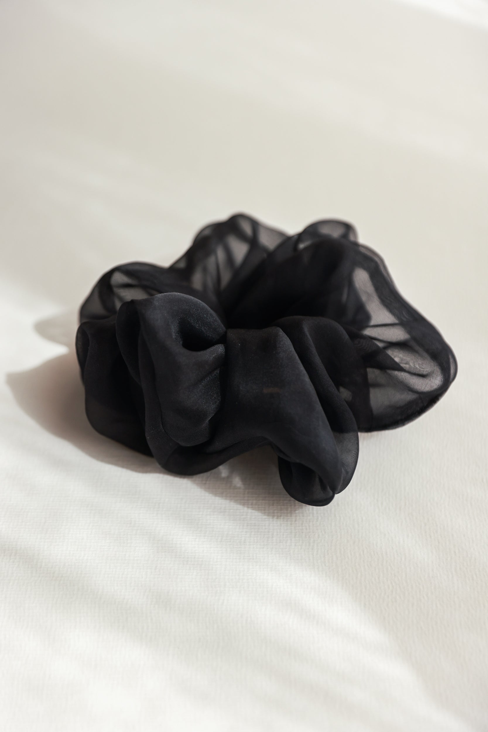 Black Silk Organza Scrunchy