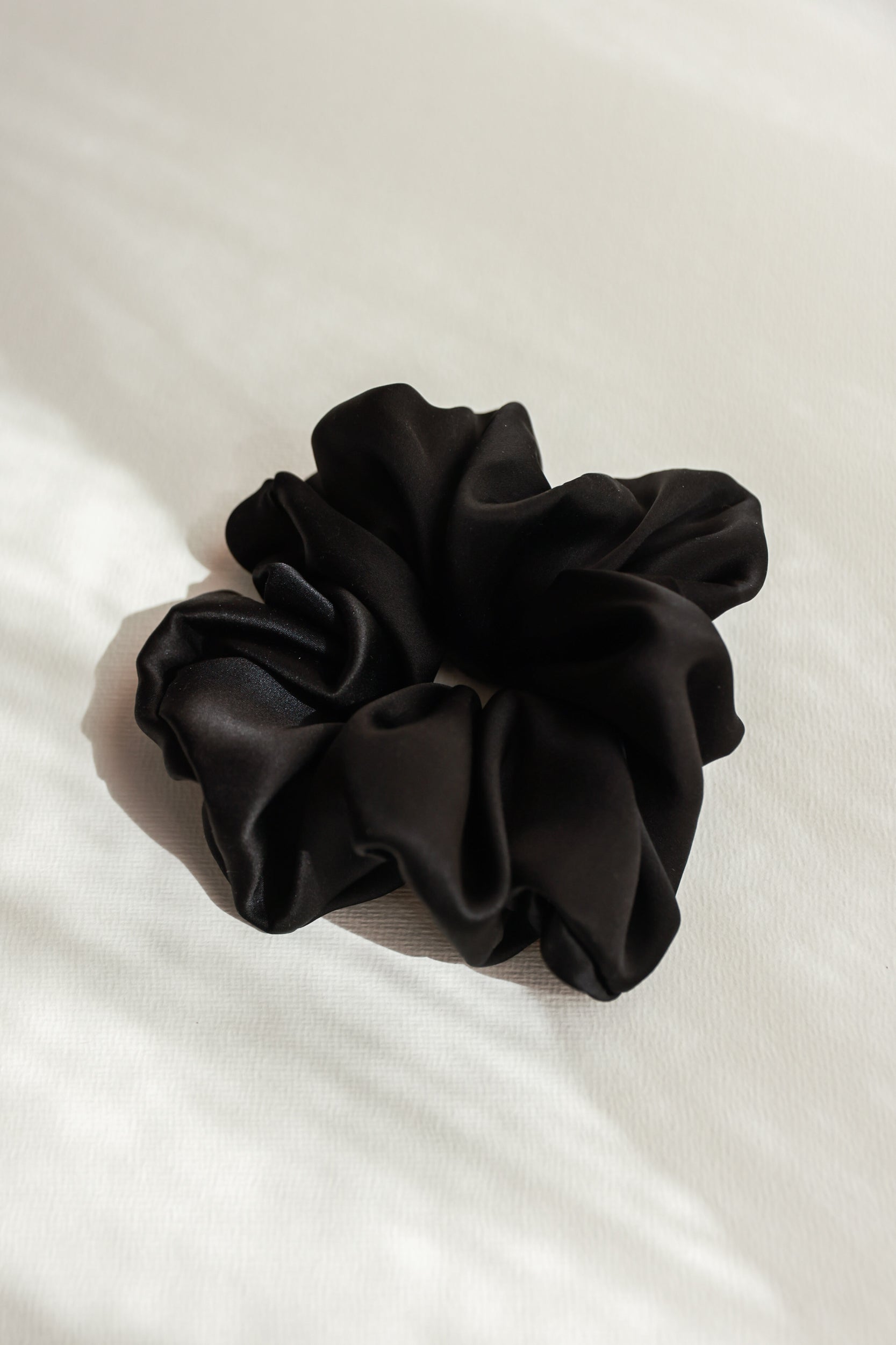 Black Silk Satin Scrunchy