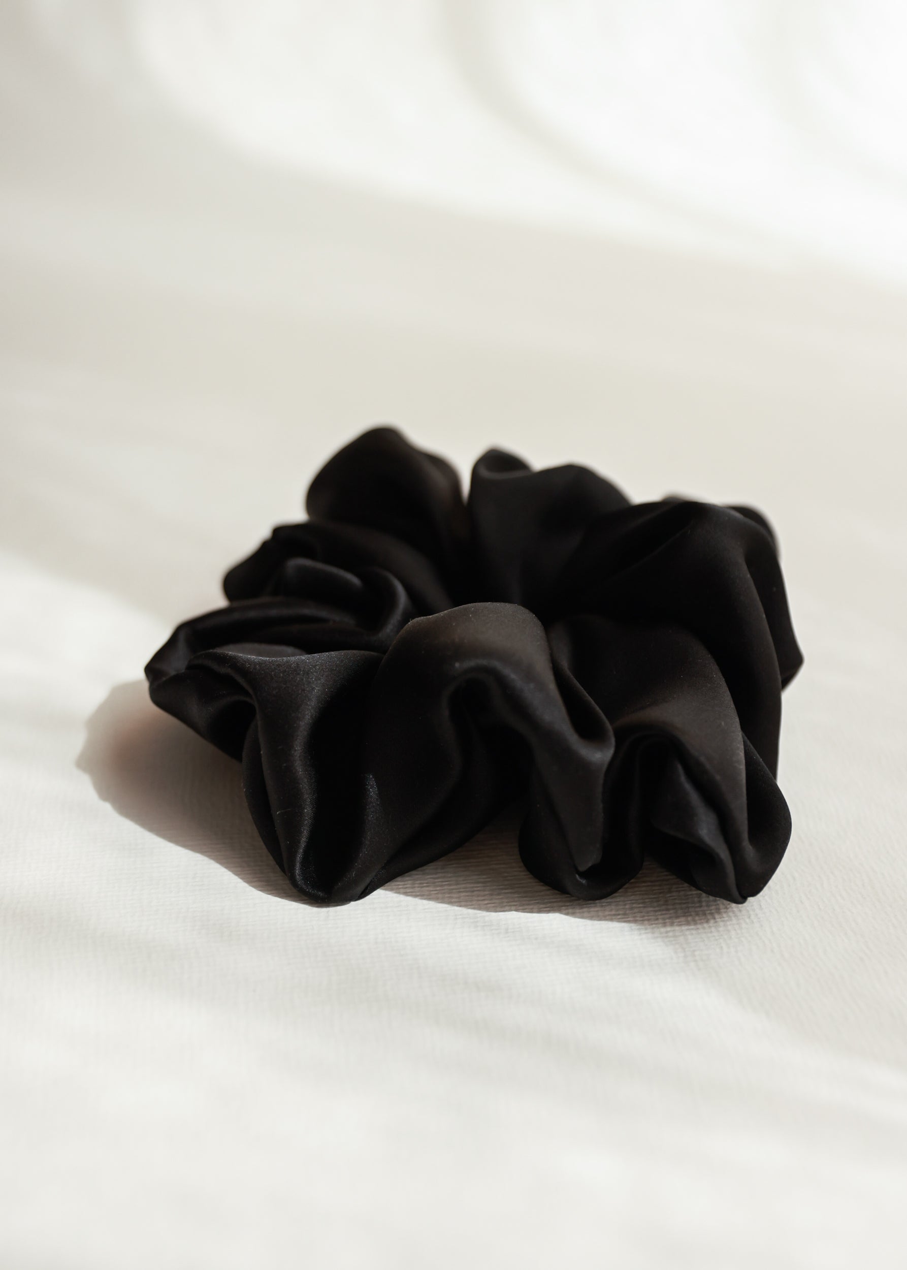 Black Silk Satin Scrunchy