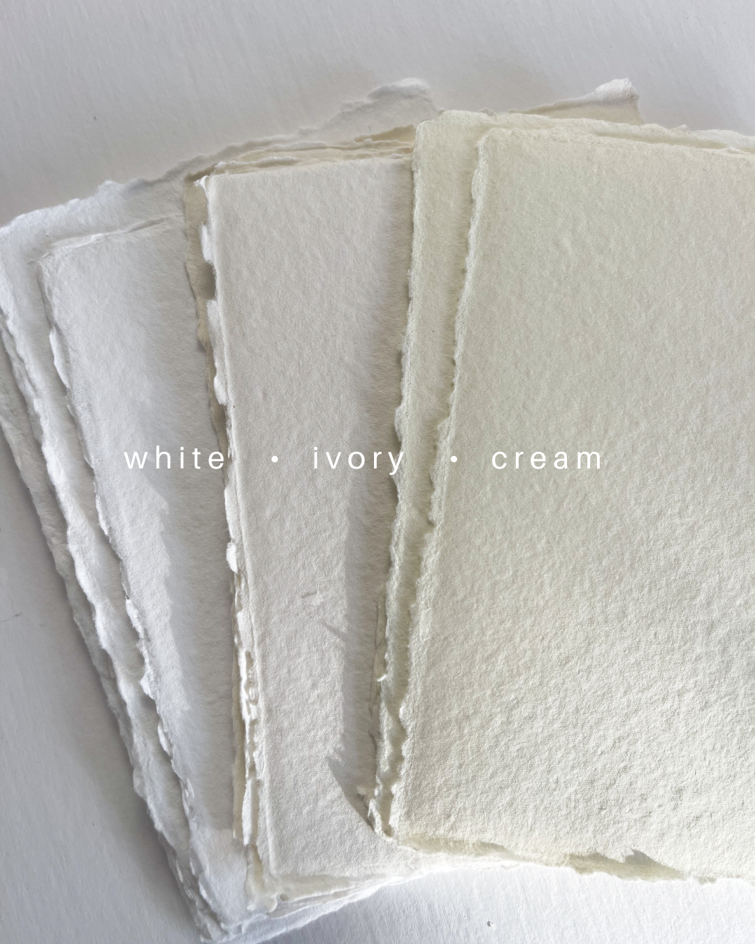 White, ivory and cream cotton rag handmade paper