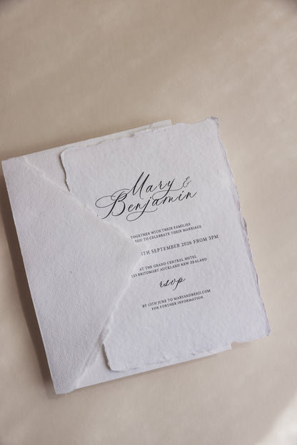 'Mary' Handmade Paper Wedding Stationery Invitation