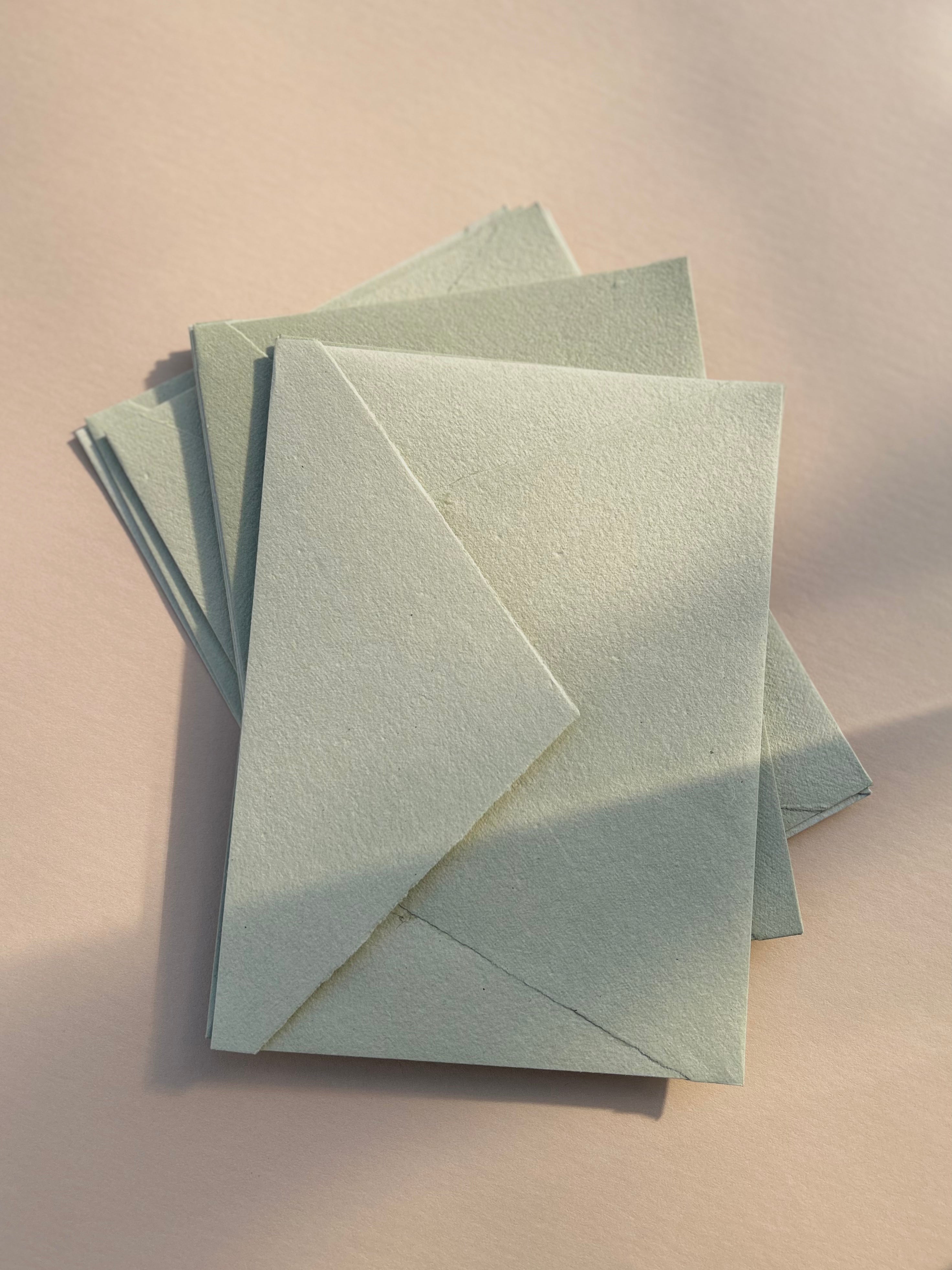 Sage Green Handmade Recycled Envelopes