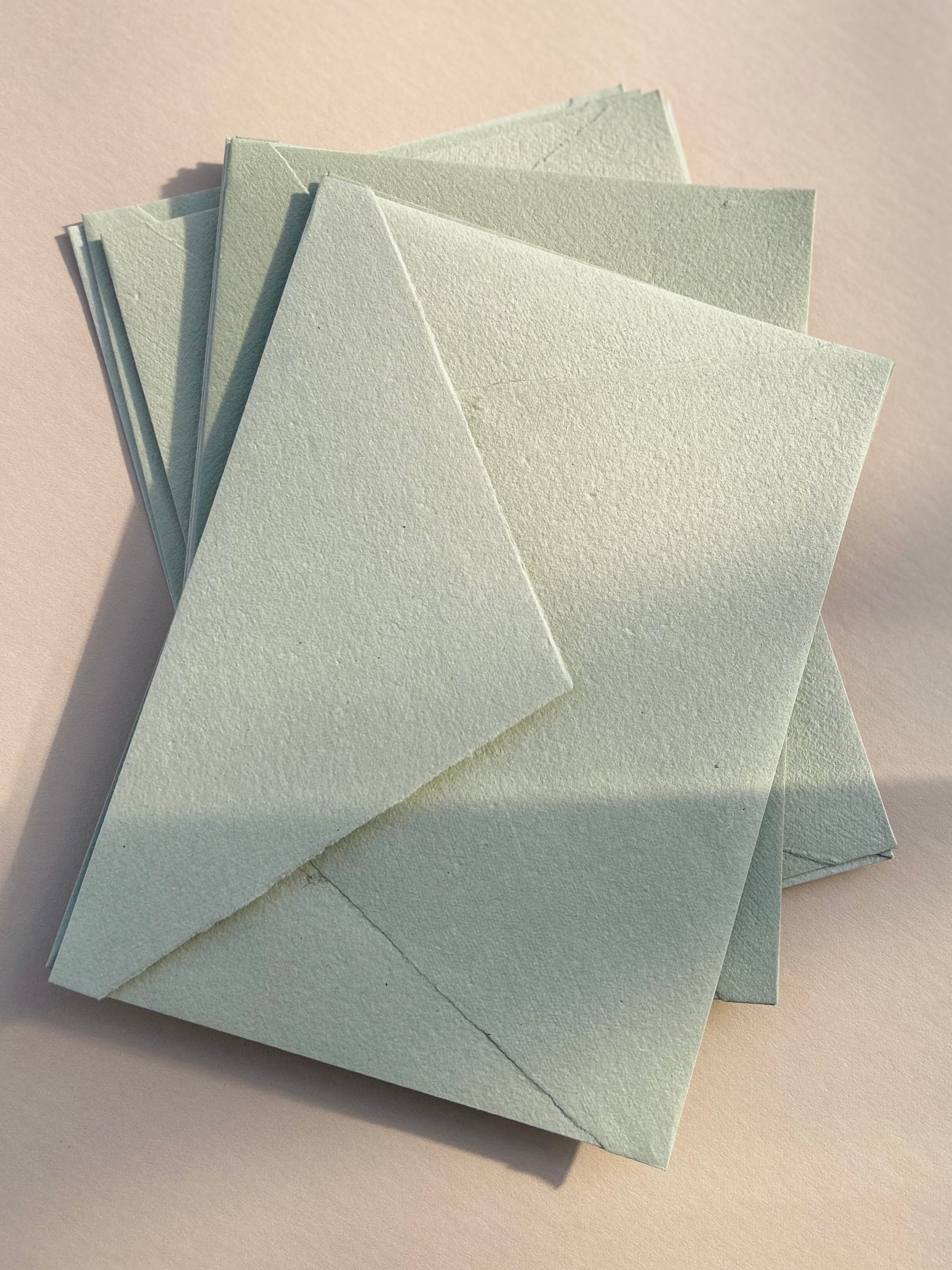 Sage Green Handmade Recycled Envelopes by Feathers And Stone