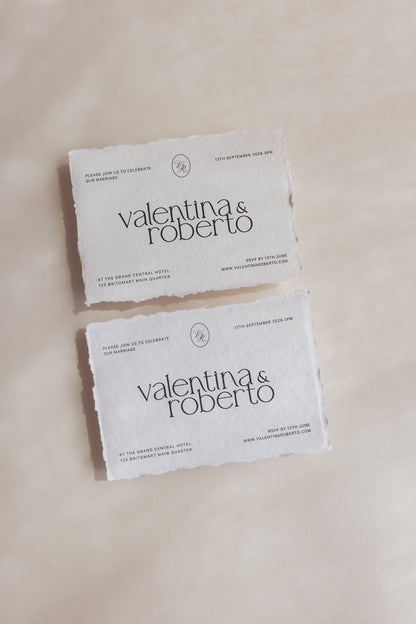 'Valentina' Handmade Paper Wedding Stationery Invitation