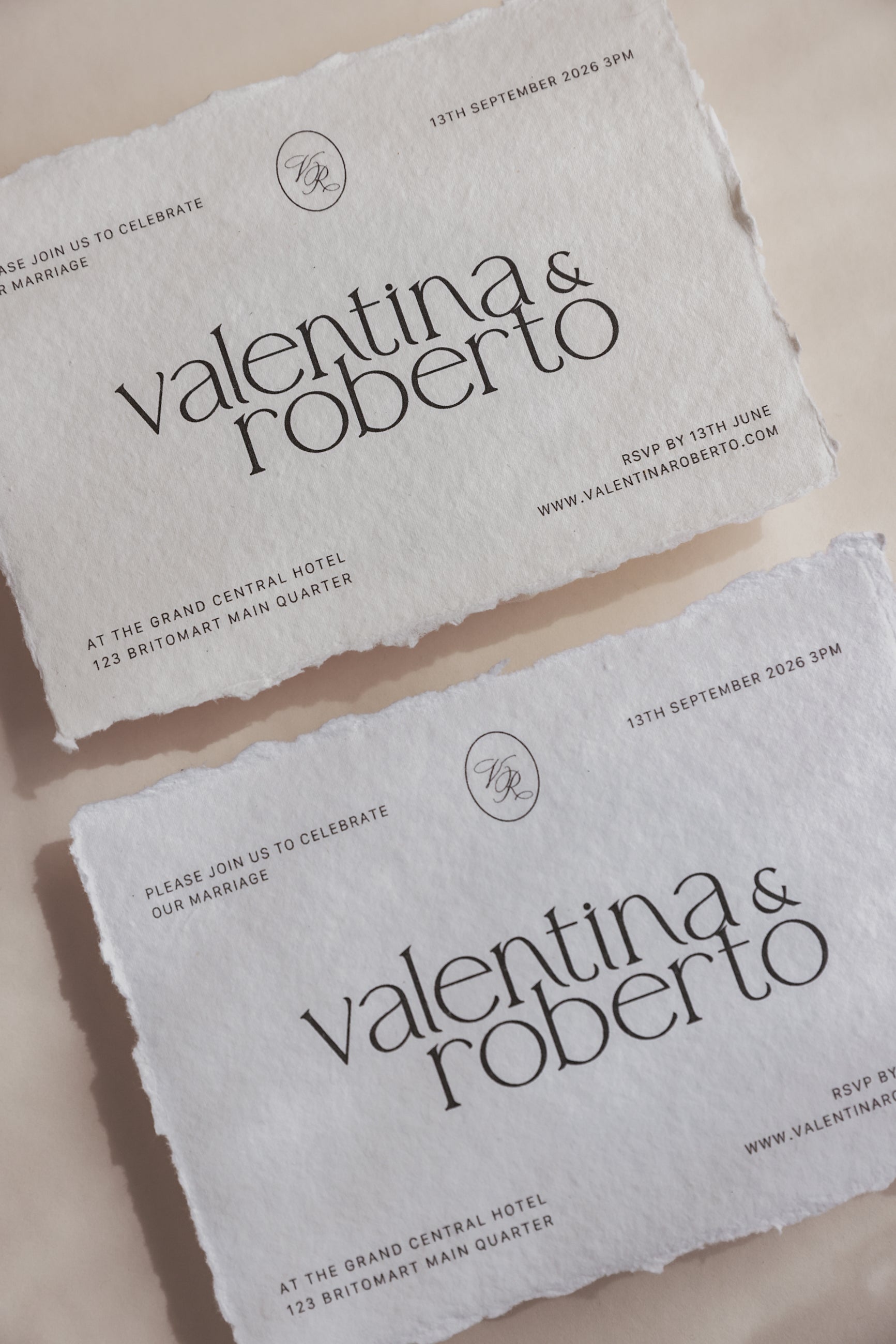 'Valentina' Handmade Paper Wedding Stationery Invitation