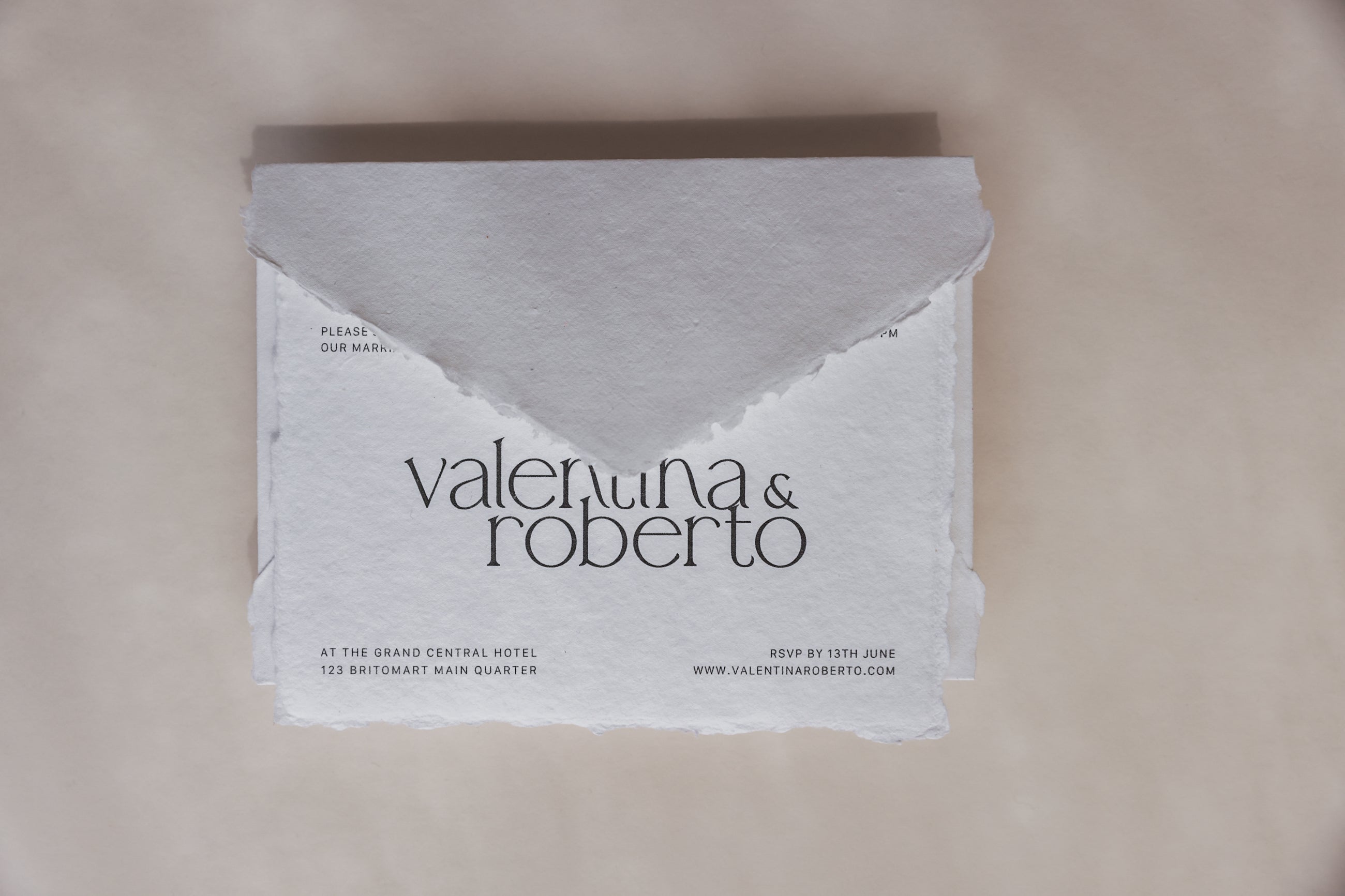 'Valentina' Handmade Paper Wedding Stationery Invitation