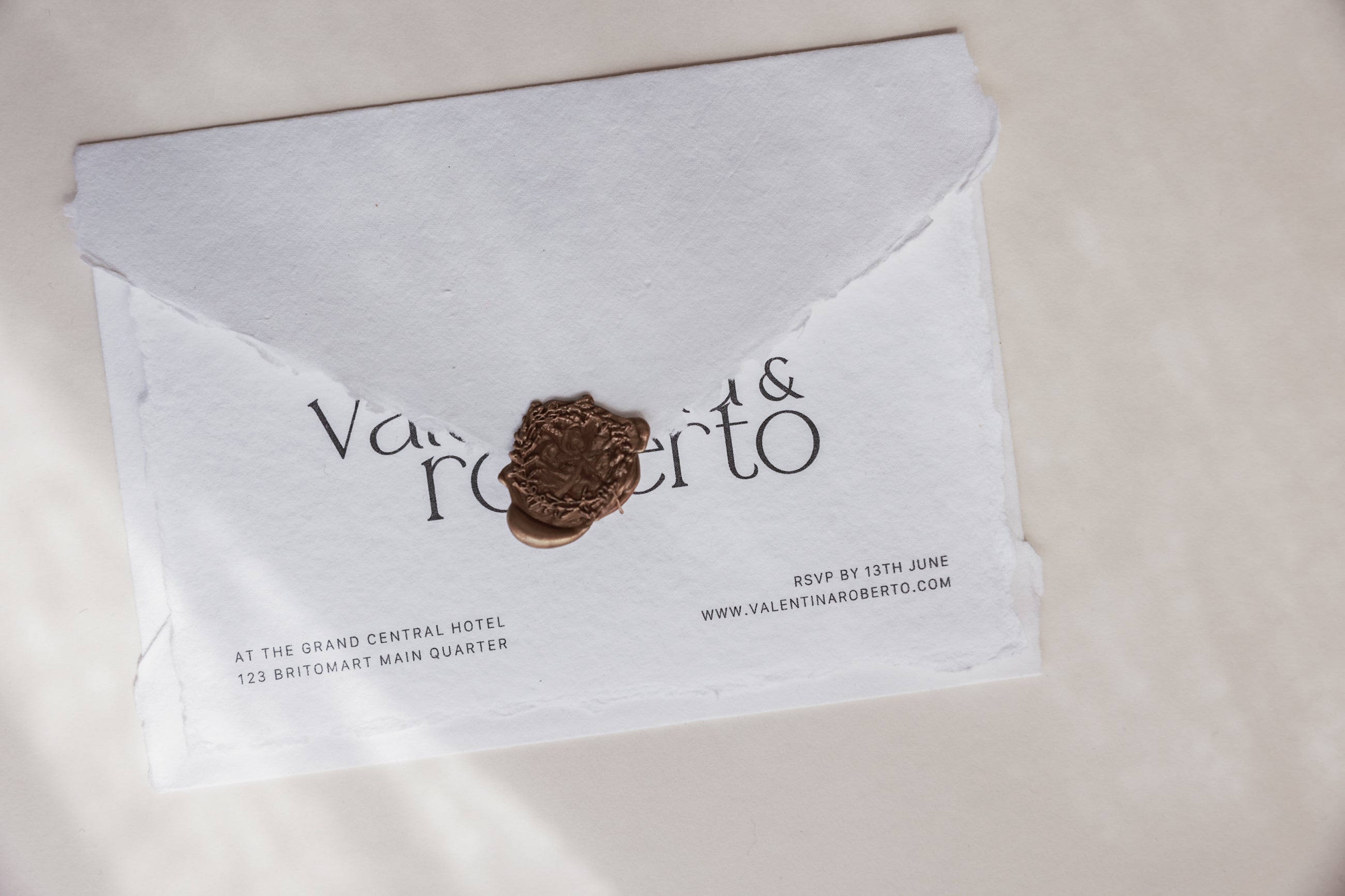 'Valentina' Handmade Paper Wedding Stationery Invitation