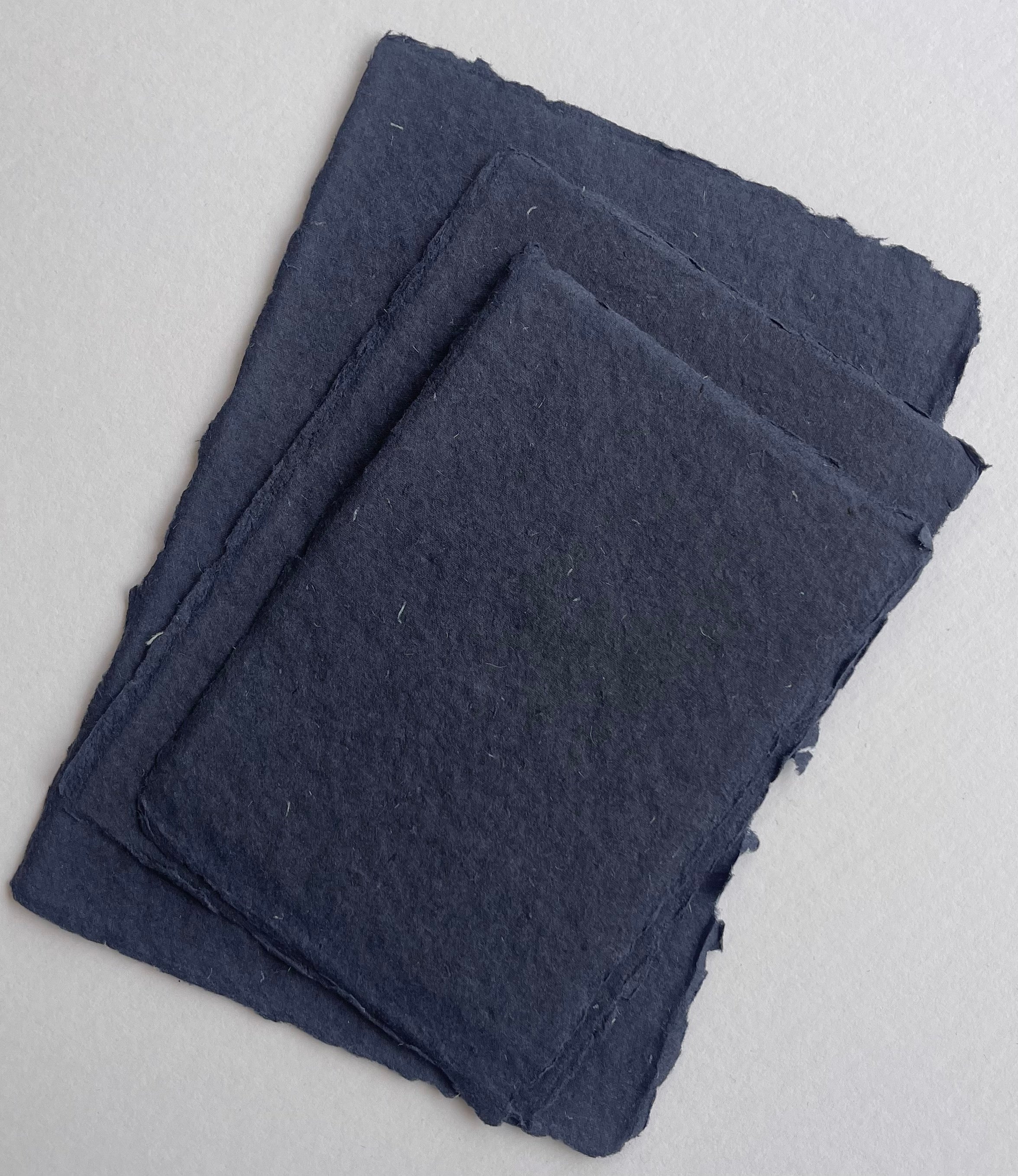 Indigo Deckle Edge hand made cotton rag paper