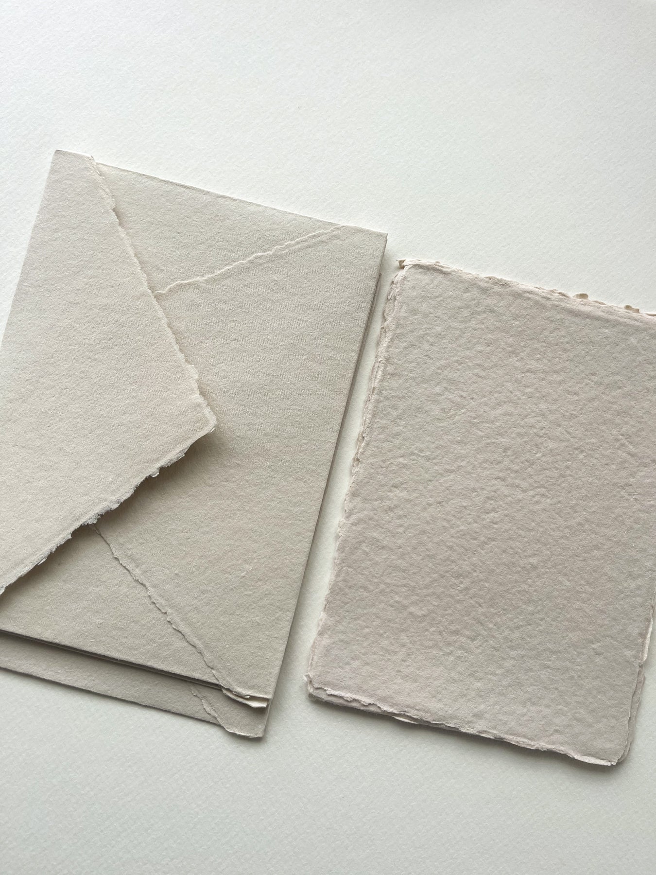 Beige Deckle Edge Cotton Rag Envelopes And Paper