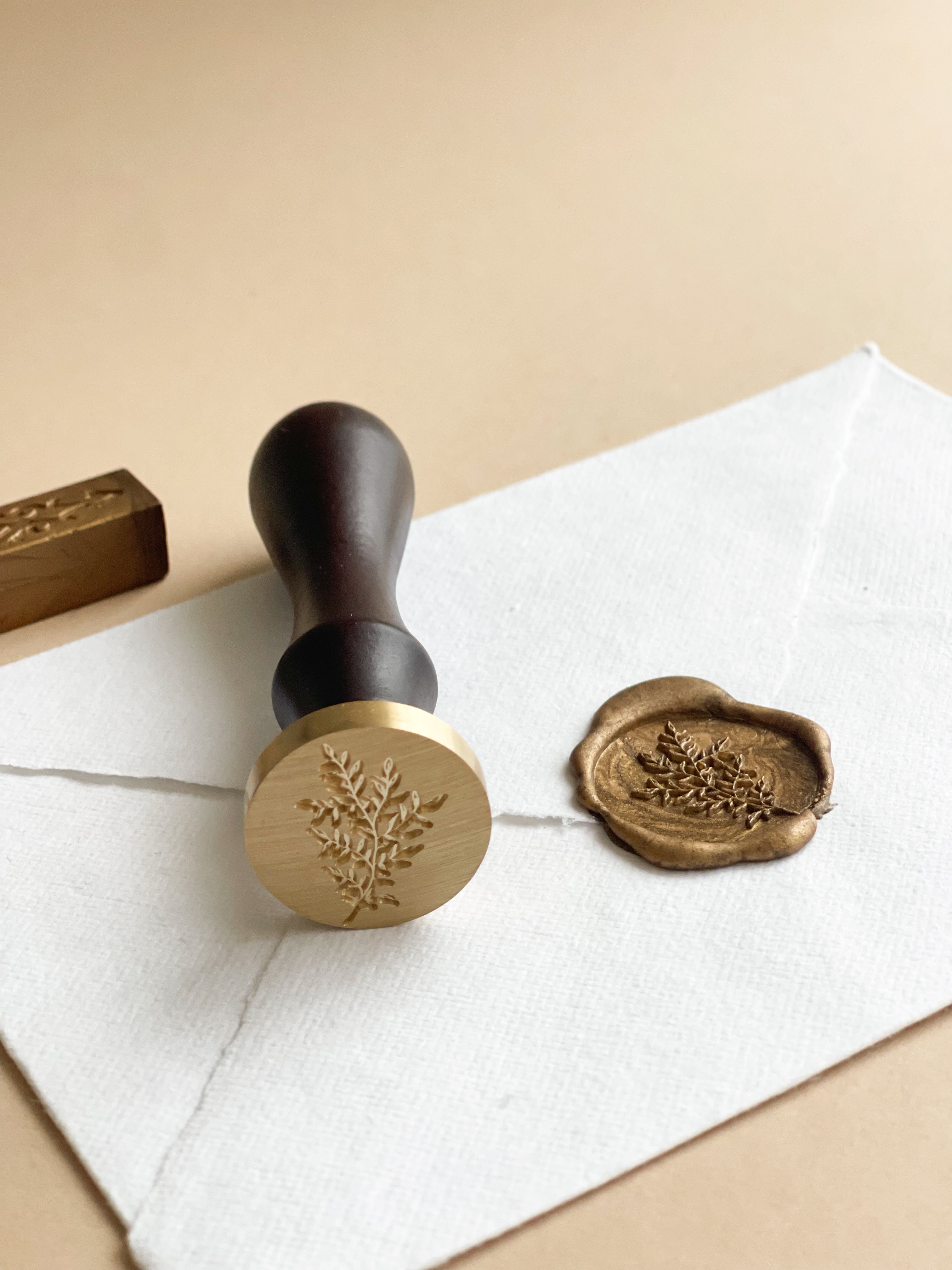 Botanical wax seal stamp and wax