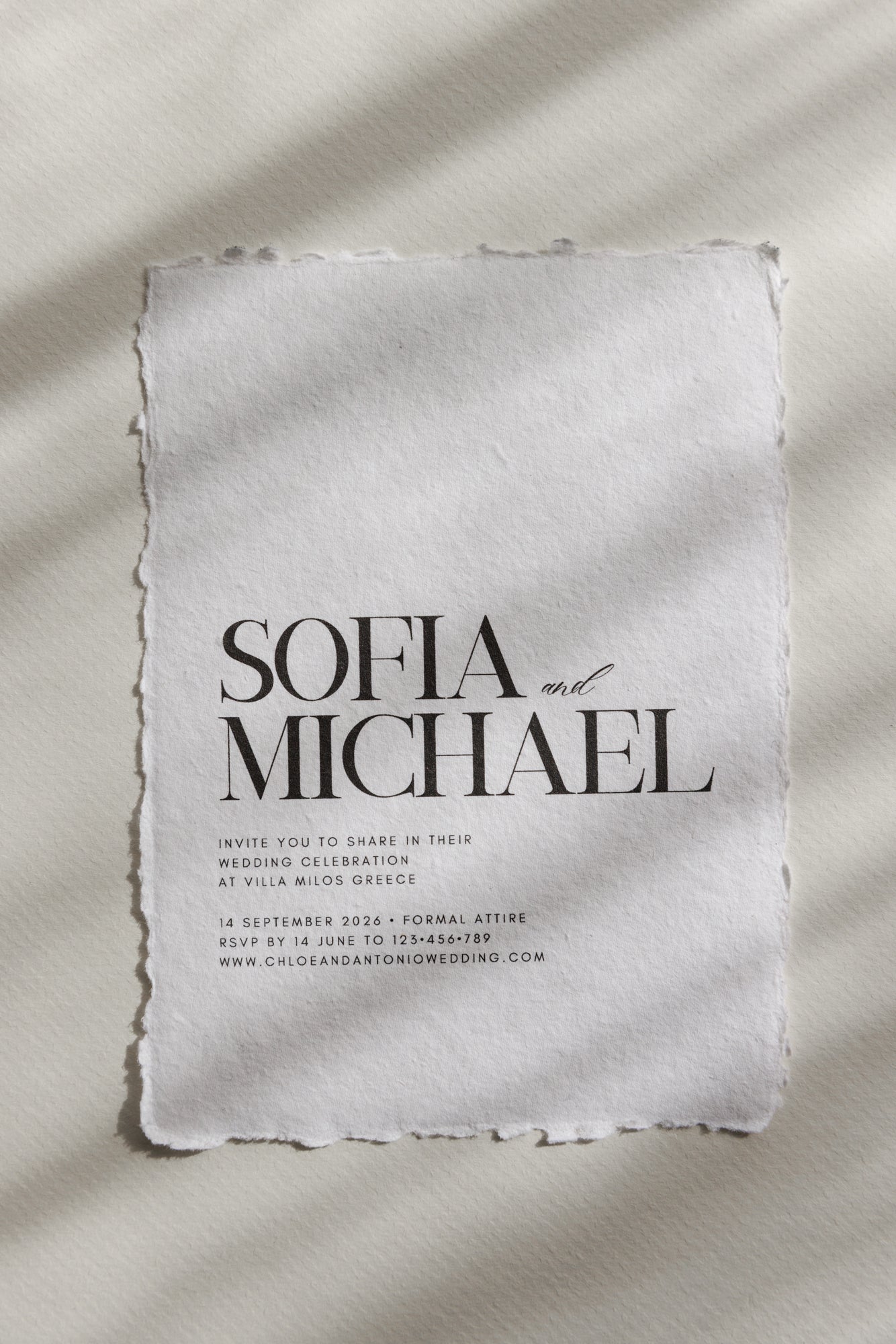 'Sofia' Handmade Paper Wedding Stationery Invitation